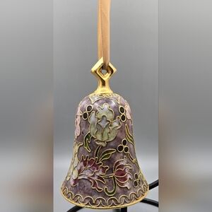 Floral Cloisonné Bell Ornament EUC Measures 4½" Tall 2¾" Diameter